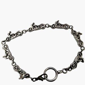 Motorcycle Charm Bracelet Silver Tone Biker Jewelry